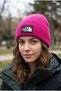 Tnf logo box cuffed knit beanie for women and men, warm winter outdoor acrylic beanie.