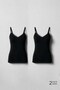Women's Cotton Two-Piece Set with Spaghetti Straps and Lace, Black - 5