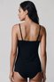 Women's Cotton Two-Piece Set with Spaghetti Straps and Lace, Black - 4