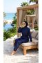 Navy Blue, Elastic-Waisted, Water-Repellent Fabric, 3-Piece Fully Covered Modest Swimwear Hijab Burkini - 3
