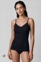 Women's Cotton Two-Piece Set with Spaghetti Straps and Lace, Black - 2