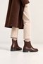 Women's Elasticated Dark Brown Patent Leather Short Heel Winter Boots with Non-Slip Sole Tr01Mk06B - 7
