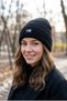 Tnf logo box cuffed knit beanie for women and men, warm winter outdoor acrylic beanie.