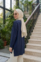 Tunic with Knitted Rubber Sleeves 116 Navy01 - 2