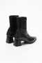 Women's Pointed Toe Stretch Boots with Thick, Short Heels - 5
