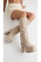 Women's Detachable Ankle Boots with Blunt Toe, Thick Platform Heels, Zippered Boots - 5