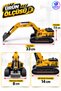 Rubber-Tired Metal Bucket Excavator, 33 cm – 360° Rotating Body, Articulated Arm, Tracked Toy Construction Machine - 4
