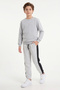 Boys' Round-Neck Sweatsuit Set with Striped Detail