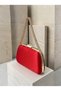 Red Satin Women's Evening Clutch Bag with Gold Accents and Chain Strap for Weddings, Engagements, and Graduations - 5