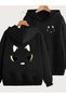 Cardigan - Black Printed Winter Oversized Hooded Zippered Pocketed Cardigan Unisex Clothing