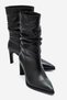 BELLE Black Genuine Leather Women's Heeled Boots