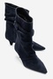 ROYDEN Navy Suede Genuine Leather Gored Women's Low-Heeled Boots