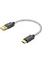 كابل USB A إلى C مضفر بطول 6 بوصات، يدعم الشحن السريع 3A ونقل البيانات