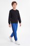 Boys' Round-Neck Sweatsuit Set with Striped Detail - 5