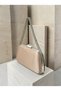 Beige Satin Women's Evening Clutch Bag with Silver Accents and Chain Strap—Perfect for Weddings, Engagements, and Graduations - 5