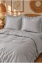 DOUBLE-SIZE LIGHT GRAY RUFFLED BED SPREAD AND 2 PILLOWCASES - 5