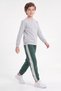 Boys' Round-Neck Sweatsuit Set with Striped Detail - 2