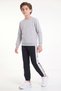 Boys' Round-Neck Sweatsuit Set with Striped Detail - 2