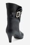 LOXLEY Black Leather Buckled Women's Heeled Boots - 7