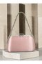 Powder Pink Satin Women's Evening Clutch Bag with Silver Accents and Chain Strap for Weddings, Engagements, and Graduations - 6