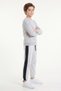 Boys' Round-Neck Sweatsuit Set with Striped Detail - 3