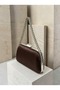 Brown Satin Women's Evening Clutch Bag with Silver Accents and Chain Strap—Perfect for Weddings, Engagements, and Graduations - 5