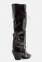 LONZA Burgundy Leather Women's Chunky-Heeled Boots with Zip Detail - 8