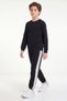 Boys' Round-Neck Sweatsuit Set with Striped Detail - 5
