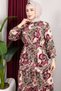 Floral Patterned Viscose Dress Mürdüm - 3