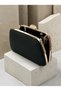 Black Satin Women's Evening Clutch Bag with Gold Accents and Chain Strap—Perfect for Weddings, Engagements, and Graduations - 4
