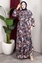 Floral Patterned Viscose Dress Dark Blue - 3