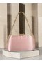 Powder Pink Satin Chain-Accented Women's Evening Clutch Bag with Gold Accents for Weddings, Engagements, and Graduations - 6