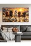 Horses Running Against a Mountain Landscape and Sunrise—Single-Piece Unframed Canvas - Canvas Painting - 7
