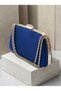 Cobalt Blue Satin Women's Evening Clutch Bag with Gold Accents and Chain Strap—Perfect for Weddings, Engagements, and Graduations - 2