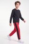 Boys' Round-Neck Sweatsuit Set with Striped Detail - 3