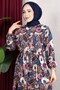 Floral Patterned Viscose Dress Dark Blue - 2