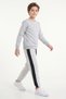 Boys' Round-Neck Sweatsuit Set with Striped Detail - 2