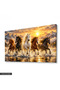 Horses Running Against a Mountain Landscape and Sunrise—Single-Piece Unframed Canvas - Canvas Painting - 2