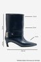 MALDRON Navy Leather Women's Short-Heeled Boots with a Belt - 5