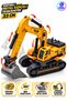 Rubber-Tired Metal Bucket Excavator, 33 cm – 360° Rotating Body, Articulated Arm, Tracked Toy Construction Machine