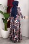 Floral Patterned Viscose Dress Dark Blue - 4