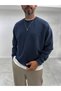 Navy Blue Basic Pre-Washed Oversized Sweatshirt TW-7088