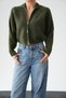 Women's Mock Neck Double-Zip Batwing Sleeve Premium Cardigan