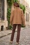 Italian Camel-Colored Gabardine Woven Jacket with Cuffs, Sleeves, Metal Buttons, and Washable Sequins 70 65 - 8