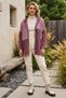 Italian Burgundy-Colored Hooded Long-Sleeve Zipper-Front Washed Sequined Oversized Knit Jacket 75 78 - 4