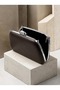 Brown Matte Leather Chain-Accented Women's Evening Clutch Purse with Silver Accents for Weddings and Engagements - 3
