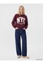 TWO MT SHOP QUALITY XSIDE Burgundy-Printed Oversized Women's Thick Sweatshirt - 2
