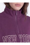 TWO MT SHOP QUALITY LCW Modest Purple 3-Ply Brushed Inside Printed Loose & Oversized Women's Sweatshirt Tunic - 3