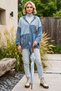 Italian Indigo Hooded Long-Sleeve Zipper-Front Washed Sequined Oversized Knit Jacket 75 78 - 4