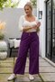Italian Burgundy Elasticated Hem Wide-Leg Corduroy Oversized Woven Pants 102 68 - 4